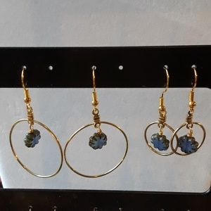NWT *Sale* Czech Flower Hoop earrings